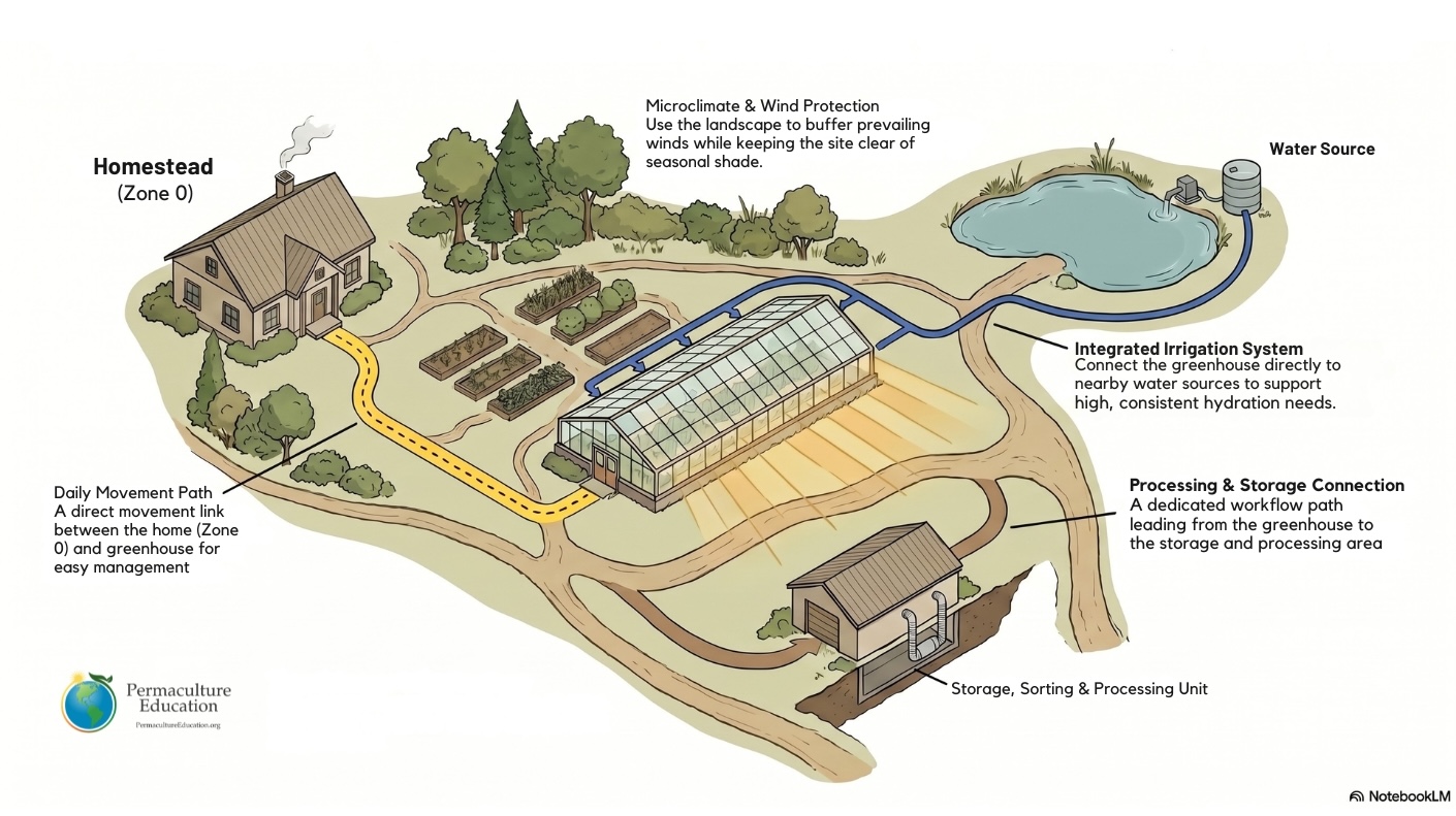 Locating your greenhouse on your homestead Source: Notebook LM 