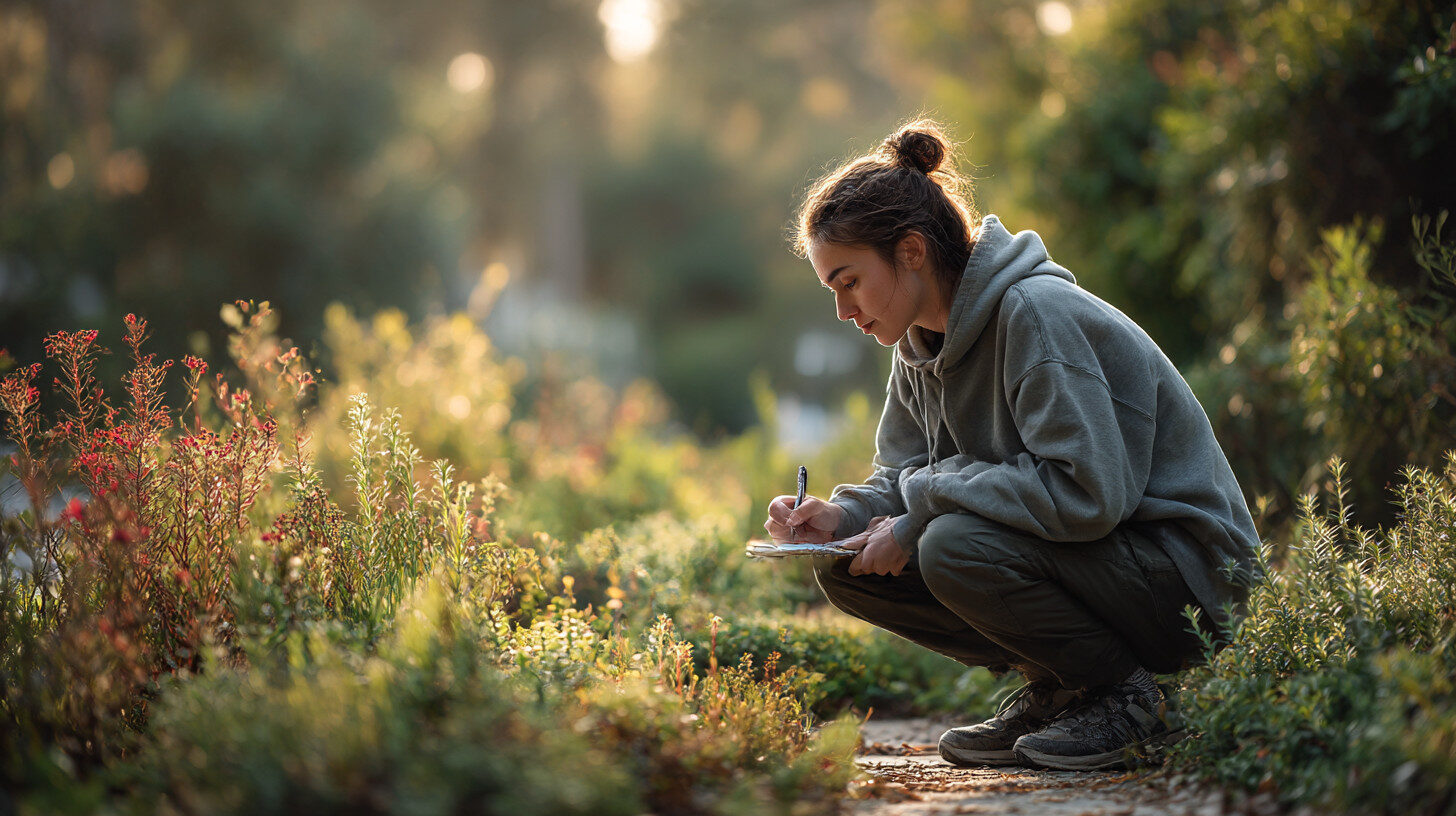 examining plants