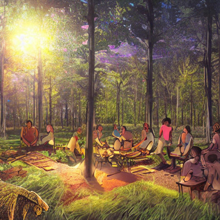 forests are home to many people who enjoy the serenity and sustainable lifestyle.
