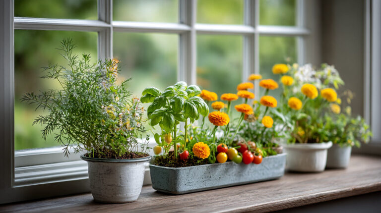 herbs on windowsill